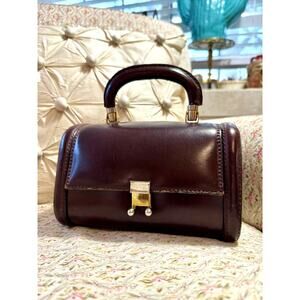 Vintage 60's Spanish Areitio Mini Leather Doctor Bag Satchel Vanity Case Purse